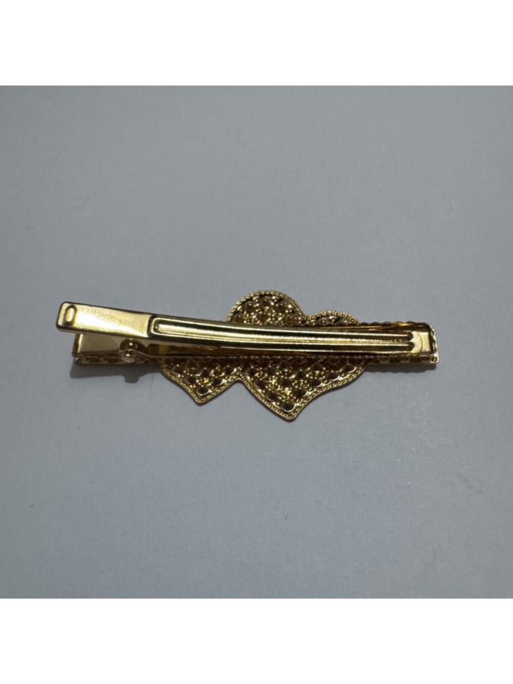 Gold-Tone Double Heart Hair Clip With Rhinestone Accents Stylish & Elegant New - Picture 5 of 5